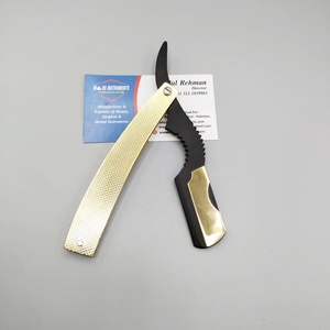 Maquinilla de afeitar plegable de acero inoxidable con borde recto dorado para peluquería, peluquería y corte de pelo - Product Image 4