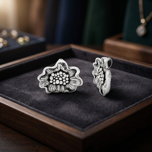 Colgante de Plata 925 con Textura Romántica de Pétalos Botánicos para Uso Diario - Product Image 4