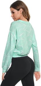 Top corto de manga larga con etiqueta para mujer, ropa de gimnasio con capucha OEM personalizada, top corto de calle, top corto para chicas adolescentes, precio barato - Product Image 2