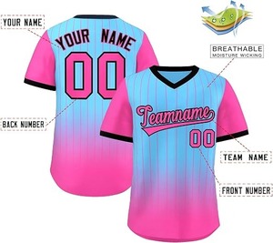 Camiseta de béisbol personalizada con cuello en V, camisetas de béisbol con rayas deportivas estilo Hip Hop, nombre y número personalizados para hombres/mujeres/jóvenes - Product Image 2