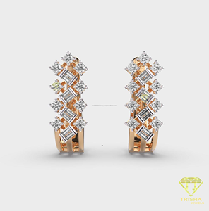 Elegant Baguette Moissanite Diamond Hoop Earrings Gold <b>Huggie</b> Earrings Luxury Wedding Jewelry For Women - Product Image 2