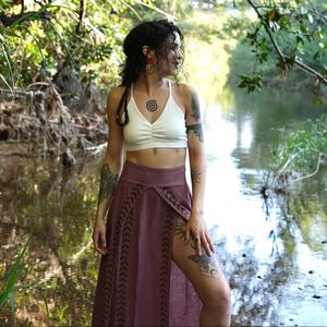 Jupe longue fendue en coton bohème pour femme, fluide, idéale pour festival, danse, été, plage, tenue de soirée, confortable et légère - Product Image 1