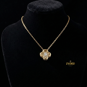 Nouveau design Collier pendentif fleur en or massif 18 carats avec diamant dansant tendance, cadeau, vente en gros - Product Image 3