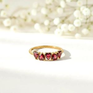 Handmade Red <b>Garnet</b> Heart Gemstone <b>Ring</b> Minimalist Promise <b>Ring</b> Sterling <b>Silver</b> Gold Filled Stackable Jewelry for Her - Product Image 2