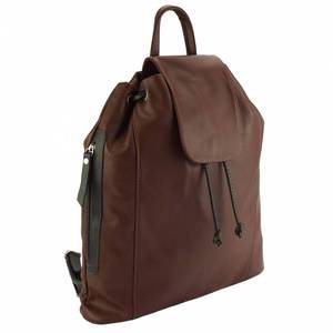 Brown Leather Backpack Purse <b>Womens</b> Soft Drawstring Flap Bucket <b>Rucksack</b> Travel Casual Daypack College Bags - Product Image 2