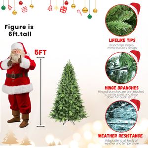 Sapin de Noël artificiel de 1,5 m, pointes mixtes PE/PVC, sapin d'épinette articulé non éclairé pour usage intérieur et extérieur - Product Image 2