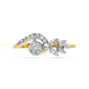 Bague florale en or radiant et diamants, Bague diamantée taille marquise « Nature's Embrace » en or rose - Product Image 3