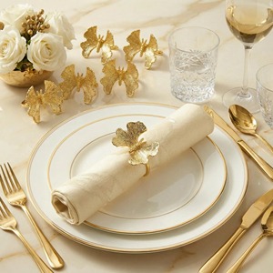 Anillo para Servilletas de Metal con Acabado Dorado y Diseño de Mariposa, Mejora la Presentación de la Mesa y la Estética General del Comedor - Product Image 3