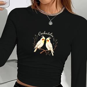 Camisa de manga larga de punto con estampado estilo Y2K para mujer con diseño de cacatúas cara a cara - Product Image 3