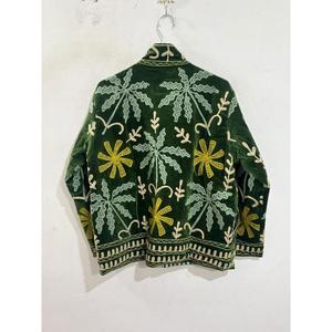 Elegant Autumn Style Handmade Breathable Eco-Friendly Woven Velvet Cotton <b>Jacket</b> Women's <b>Mandarin</b> <b>Collar</b> Full Sleeve - Product Image 2