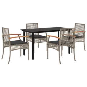 Set da Pranzo da Giardino in Rattan PE Grigio Resistente ai Raggi UV di Media Dimensione per Uso Esterno - Product Image 2