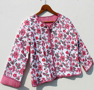 Veste matelassée en coton pour femme, avec bande décorative sur le devant, faite à la main, à bords bruts, nouveau style bohème - Product Image 2