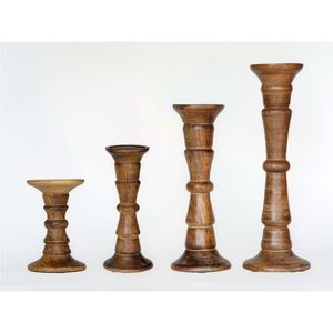 Juego de Portavelas Rústicos de Madera, Candelabros de Pilar, Centro de Mesa, Portavelas Vintage de Madera para Decoración del Hogar y Bodas - Product Image 1