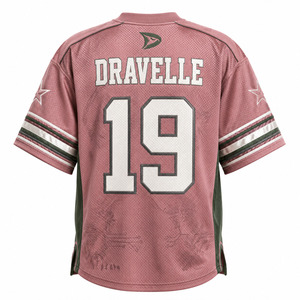 DRAVELLE Men's American Football Jersey <b>Mesh</b> V-Neck Short Sleeve Breathable 100% Polyester Anti-Bacterial Quick Dry Custom - Product Image 2