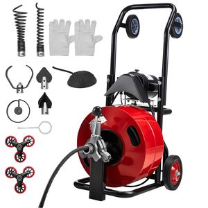 Macchina Portatile per la Pulizia degli Scarichi con Spirale a 100 Piedi x 3/4 Pollici, Alimentazione Automatica, Combinazione Multi-Ruota - Product Image 1