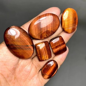 Piedra de Ojo de Tigre Roja Cabujón, Gema Suelta de Corte Ovalado, Mineral Marrón para Joyería, Efecto Ojo de Gato Pulido - Product Image 4