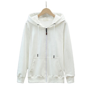 Sweat-shirt unisexe à capuche avec fermeture éclair, couleur unie, coupe classique, en molleton tricoté, pour l'automne - Product Image 3