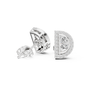 Purecarat Yellow Gold Half <b>Moon</b> Diamond Halo Stud <b>Earrings</b> Elegant Diamond Jewelry - Product Image 3