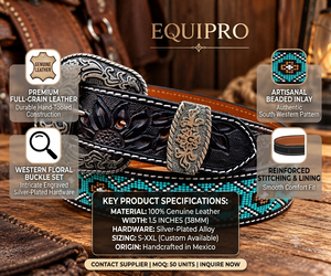 Cinturón de Cuero con Bordado Étnico Equipro, Hebilla de Acero, Diseño a Rayas, Estilo Casual, Duradero, 3.5cm de Ancho, 110cm de Largo - Product Image 4