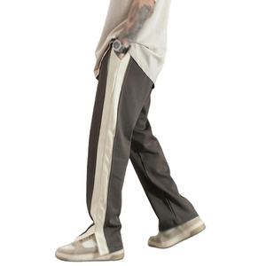 Custom <b>Men</b> High Waist <b>Joggers</b> <b>Baggy</b> Stacked Flare Sweat Pants in French Terry Cotton and Canvas Woven Fabric Casual Style Pants - Product Image 5