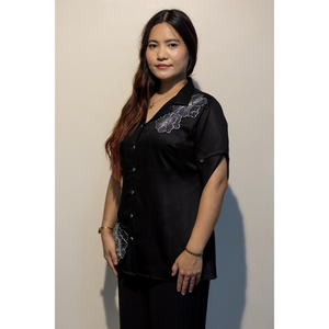 Elegante Camisa Negra de Algodón Giza para Mujer, Premium, Casual, Estilosa, para Uso Diario, OEM - Product Image 2