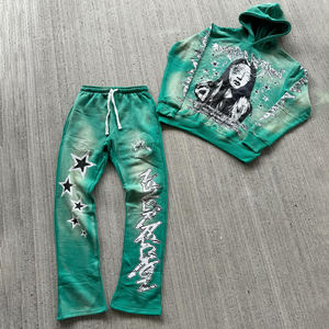 Ensemble survêtement décontracté rose personnalisé avec sweat à capuche zippé et pantalon de jogging en mélange de coton léger, écologique, style streetwear, avec logo et couleur personnalisables - Product Image 3