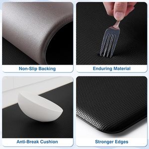2pcs Kitchen Rugs Anti-Fatigue Cushioned Kitchen Mats Non-Slip Standing <b>Desk</b> Mat Waterproof Kitchen Flooring - Product Image 2
