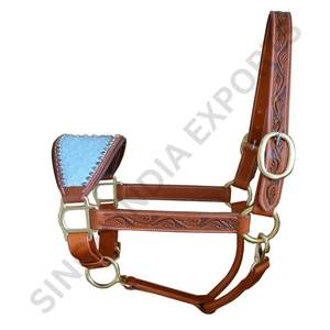 SIE Harnais de cheval en cuir véritable avec muserolle artisanale, collier de tête réglable, quincaillerie en laiton massif, équipement équestre haut de gamme - Product Image 2