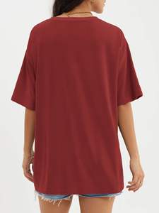 Womens Oversized T Shirt Short Sleeve Solid Color Loose Fit Casual Streetwear Soft Breathable Summer Comfortable Tee - Product Image 3