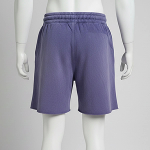 Shorts de sport unisexe personnalisables, vierges, respirants, en molleton de coton French Terry, avec cordon de serrage, effet délavé à l'acide et bords bruts, style vintage, pour la vente en gros - Product Image 5