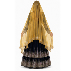 Vestido Tradicional Indio-Pakistaní para Mujer, Kurta hasta el Tobillo, Color Azul Marino, Seda, Bordado Dorado, Algodón, Vestido Afgano Kuchi - Product Image 2