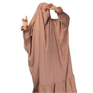 High Quality One Piece Ruffle Bottom for Jilbab for <b>Women</b> Modest Bulk Order Discount Polyester Fabric Plus Size Overhead Made - Product Image 1