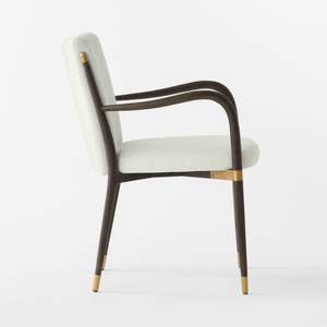 Chaise de salle à manger moderne de luxe en bois massif avec assise rembourrée et accents en laiton pour projets hôteliers, restaurants et hôpitaux - Product Image 3