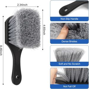 Kit d'outils de lavage de voiture pour toutes surfaces extérieures, avec brosse à poils souples et rigides pour jantes, pneus et tapis - Product Image 4