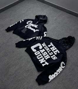 Sweat à capuche personnalisé 100% coton 450GSM Flees broderie en détresse et lavage à l'acide pour hommes vente en gros - Product Image 3