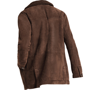 <b>Men's</b> Brown <b>Suede</b> Double Breasted PU Leather Shell <b>Jacket</b> Faux Fur Collar Anti-Wrinkle Custom Option Regular Fit Winter Casual - Product Image 3