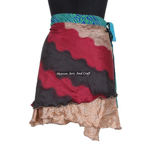Minifalda de seda para mujer 2026, minifalda cruzada vintage, hermosa minifalda cruzada mágica de seda para mujer, sari de seda vintage para mujer - Product Image 3