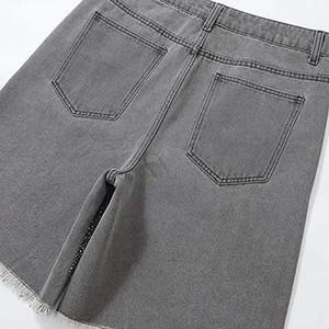 Unisex High Quality Acidwash Denim Shorts Allover Rhinestones Custom Made Jean Shorts for <b>Men</b> Summer Diamond Jorts - Product Image 6
