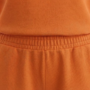 Ensemble décontracté 2 pièces tricoté pour femme : T-shirt orange uni à manches courtes et short au-dessus du genou, coupe ample, idéal printemps-été - Product Image 5