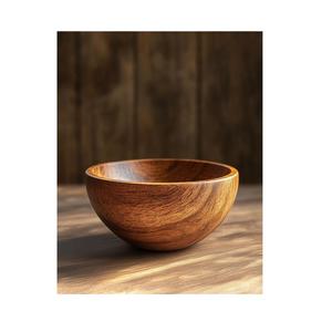 Tazón Redondo de Madera Maciza Estilo Vintage, Tazón para Ensalada, Tazón para Sopa - Product Image 1