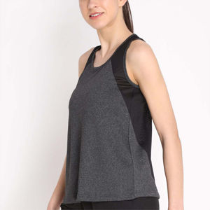 Camiseta sin mangas cómoda y elástica para mujer, de poliéster/algodón, personalizada, de secado rápido, transpirable, para gimnasio, yoga, fitness y ropa deportiva. - Product Image 4