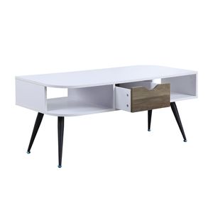 <b>White</b> and Black Rectangular <b>Coffee</b> <b>Table</b> with 1 Storage Drawer - Product Image 4