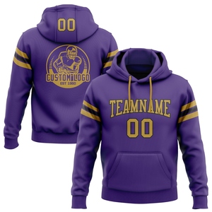 Sweat-shirt à capuche de football violet et or vieilli-noir, nouveau design, personnalisé et cousu sur mesure, vente en gros directe pour l'industrie - Product Image 1