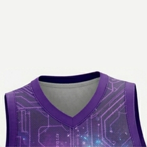 Ensemble de maillot de basket sans manches pour homme de qualité supérieure, imprimé galaxie violet, uniforme de sport à séchage rapide, kit d'entraînement toutes saisons - Product Image 4