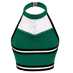 Ensemble d'uniforme de cheerleading vert foncé avec jupe plissée et crop top, tenue de performance d'équipe, vêtements de compétition de danse athlétique personnalisés - Product Image 5