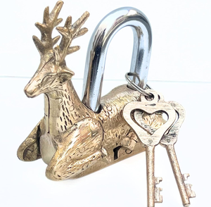 Cadenas en laiton fait main avec clés, style vintage décoratif, pour porte, armoire, portail, boîte, quincaillerie de sécurité domestique - Product Image 4