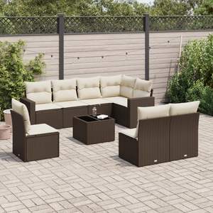 Conjunto de Sofás Modulares Grandes de Ratán Sintético Marrón para Jardín - Product Image 1