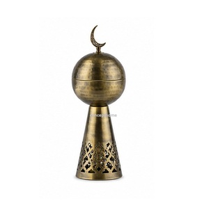 Brass Incense <b>Burner</b> with Crescent Moon Top Hand-made Religious Decor All-Season Use - Product Image 1