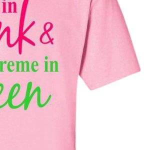 Camiseta Pretty in Pink Supreme en verde, camiseta de algodón de manga corta, top informal a la moda para mujer, ropa griega cómoda de verano - Product Image 3