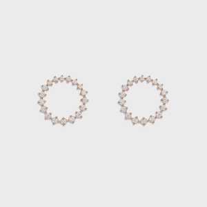 Boucles d'oreilles clous cercle ouvert en or massif 14K, luxe classique, fermeture push-back, pour usage quotidien, diamant taillé certifié IGI 1,20 ct, clarté VS+ - Product Image 5